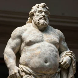 picture of a stone statue of a large man who looks like peter griffin