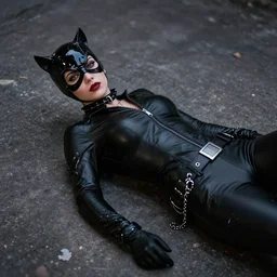 Catwoman laying on the ground