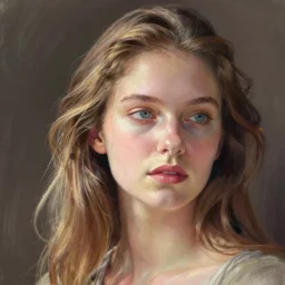 female portrait, pastels
