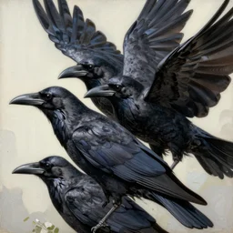 crows coming out of a painted canvas, magnificent, close up, details, sharp focus, elegant, highly detailed, illustration, by Jordan Grimmer and greg rutkowski and PiNe(パイネ) and 薯子Imoko and 香川悠作 and wlop and maya takamura, intricate, beautiful, Trending artstation, pixiv, digital Art