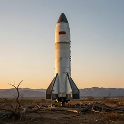 abandoned rocket ship, distant knotted branches, distant mountains, early golden hour, extremely detailed