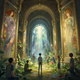 portal to another world, painting by unreal engine, greg rutkowski, loish, rhads, beeple, makoto shinkai and lois van baarle, ilya kuvshinov, rossdraws, tom bagshaw, alphonse mucha, global illumination, detailed and intricate environment