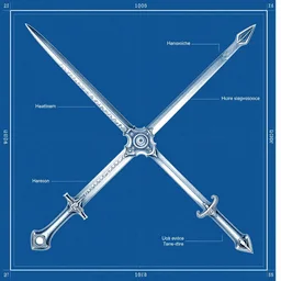renaissance blueprint diagrams of a weapon