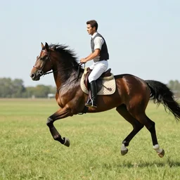 man riding an invisible horse