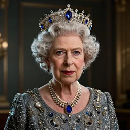 a portrait of cyberpunk Queen Elizabeth II, hyperdetailed, artstation, accurate, octane render, surreal, 8k