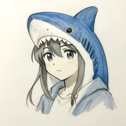tsundere shark anime sketch
