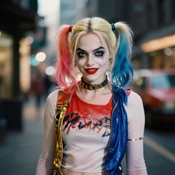 Gal Gadot as Harley Quinn, Cinematography by Roger Deakins, 4k, ultra wide, f1.8 anamorphic, bokeh, 4k, Kodachrome k135