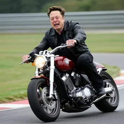crying elon musk riding motorcycle, hd photo