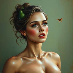 expressive oil painting, of emma watson as an avocado, loving seductive look, smooth glowing skin, glistening body, love, adoration, blushing, glamour shot, by yoshitaka amano, by greg rutkowski, by jeremyg lipkinng, by artgerm, digital art, octane render