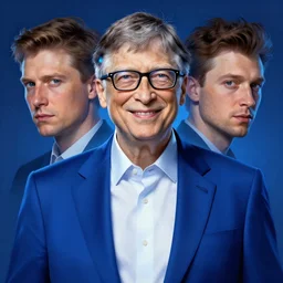 symmetry portrait of blue color bill gates, glam, power, glowing lights intricate, elegant, highly detailed, digital painting, artstation, concept art, smooth, sharp focus, illustration, art by artgerm and greg rutkowski and fra angelico and unreal engine 5