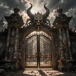 The gate to the eternal kingdom of Hell, fantasy, digital art, HD, detailed.