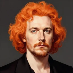 illustration of a short curly orange hair man as a portrait, smooth, reflects, masterpiece artwork, ultra detailed, artgerm, style by karl marx, digital art, trending on artstation, behance, deviantart