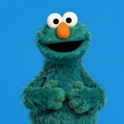 portrait of Grover from Sesame Street in Society (1989), highly detailed, centered, solid color background, digital painting, artstation, concept art, smooth, sharp focus, illustration, donato giancola, Joseph Christian Leyendecker, Les Edwards, Ed Repka, Basil Gogos, WLOP, Artgerm