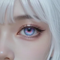 the universe is visible in the eye of a stunningly beautiful white - haired girl. eye close - up. album cover, amazing illustration, ultra - detailed, 4 k, 8 k, hd