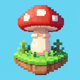 a pixel mushroom island, trending on artstation