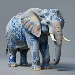 cyberpunk elephant, surrealist painting by igor morski, gediminas pranckevicius, beeple, ornament, porcelain, super - resolution, soft lighting, ray tracing global illumination, in a symbolic and meaningful style