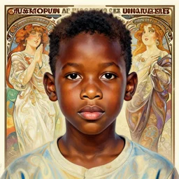 colourful upper half portrait of an african boy with proportions in the style of jack davis - presented in magazine collage style, art by hsiao - ron cheng & alphonse mucha, magazine collage, highly detailed, caricature, caricature, caricature digital painting, concept art, ray tracing, illustration, smooth, sharp focus, intricate, symmetry, pinterest, behance, artstation