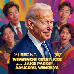 portrait of joe biden, smiling down from above turning away, artstation winner by victo ngai, kilian eng and by jake parker vibrant colors, winning - award masterpiece, fantastically gaudy, aesthetic octane render, 8 k hd resolution