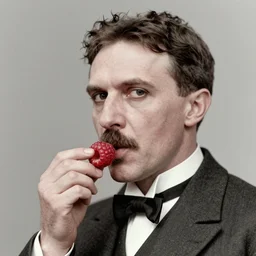 nikola tesla blowing a raspberry, 4 k photo