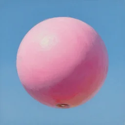 Big pink sphere high in the sky, beautiful oil painting,