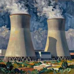 nuclear power station in the style of Cezanne
