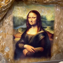 ancient cave!!!!!! cave-painting!!!!!! cave-painting!!!!!! of the ((((((Mona Lisa))))))