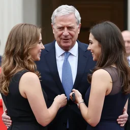 photo of a prime minister with two girlfriends