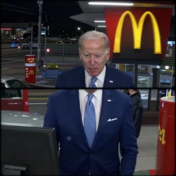 joe biden robbing mcdonald ’ s at 3 am, cctv footage, hyper detailed