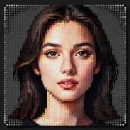 female portrait, perler beads