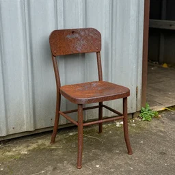 Rusty Chair next to shed, 4k, trending on artstation