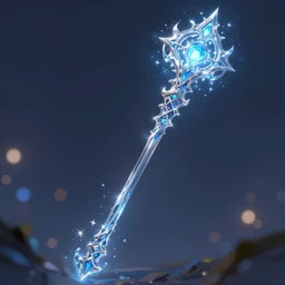a water magical staff, sparkling aura, bokeh, ultrafine detail, concept art, dnd, digital art, artstation