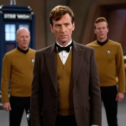 David Tennant as Doctor Who in the role of Captain Kirk in a scene from Star Trek the original series