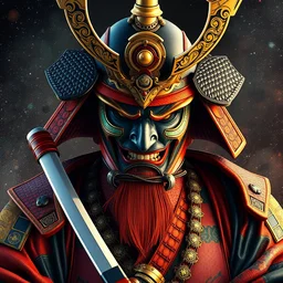 colourful samurai in the style of android jones, 1 6 k, ultra detailed, ultra intricate, artstation