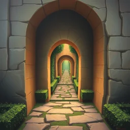 beautiful matte painting of entrance to maze
