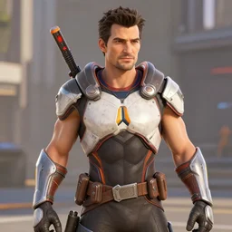a screenshot of henry cavill in the video game overwatch. 3 d rendering. unreal engine. amazing likeness. very detailed