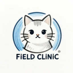 logo of a cat field clinic, drawing, concept art