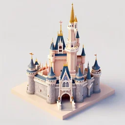 2004-2007 isometric disneyland castle, sculpted, 3d render, in the style of VMK, yoworld, artstation, isometric by Miha Rinne