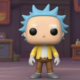 cinematic still of a rick sanchez funko pop in toy story