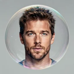 michael buble face in a floating bubble!!!!, 8 k, ultra realistic details