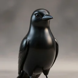 realistic still frame render of a a bird black latex, obsidian, reflective shiny plastic front view, empty background, soft shadows, beautiful light, bokeh, soft focus ultrarealistic, shaders, 8 k, very detailed, high resolution, octane render, cinema 4 d, ray tracing, beautiful trending on artstation