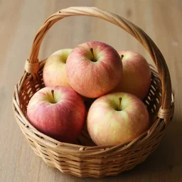 1 4 apples inside a brown braided basket