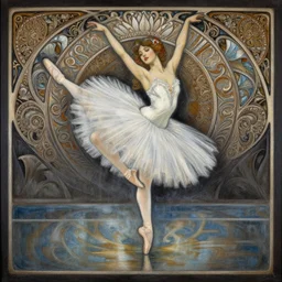 a beautifull intricate chalk painting of a dancing ballerina, reflexions, verry high details by william turner art, greg rutkowski and alphonse mucha, trending on artstation, very very detailed, masterpiece, muted colors