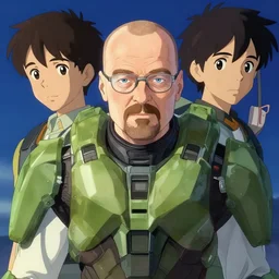 walter white in the style of halo, art by makoto shinkai and alan bean, yukito kishiro