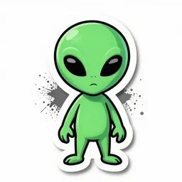 die cut alien 👽 sticker, adorable, character art, trending on artstation, comic book art, ink splattered