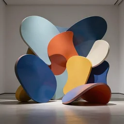 : hyperbolic color abstract glossty shapes art installation in museum dalle2 macro lens  3d render unity unrealengine octane