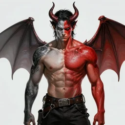 a human who is half human and half Demon 8k