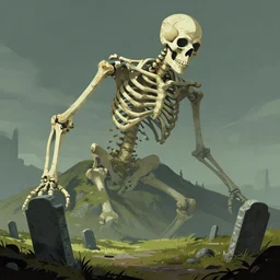 a giant skeleton overlooking a tombstone mountain, stylized npr toon render, concept art, elden ring monster, dark souls, trending on cgsociety, inspired by peter mohrbacher and craig mullins and greg rutkoski
