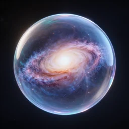galaxy in bubble, octane render, HD, volumetric lighting, high details