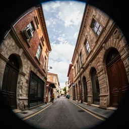street view, ( ( ( ( old ) ) ) ), trending on artstation, fisheye!!! lens
