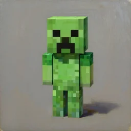 minecraft creeper, oil painting, still life, academic